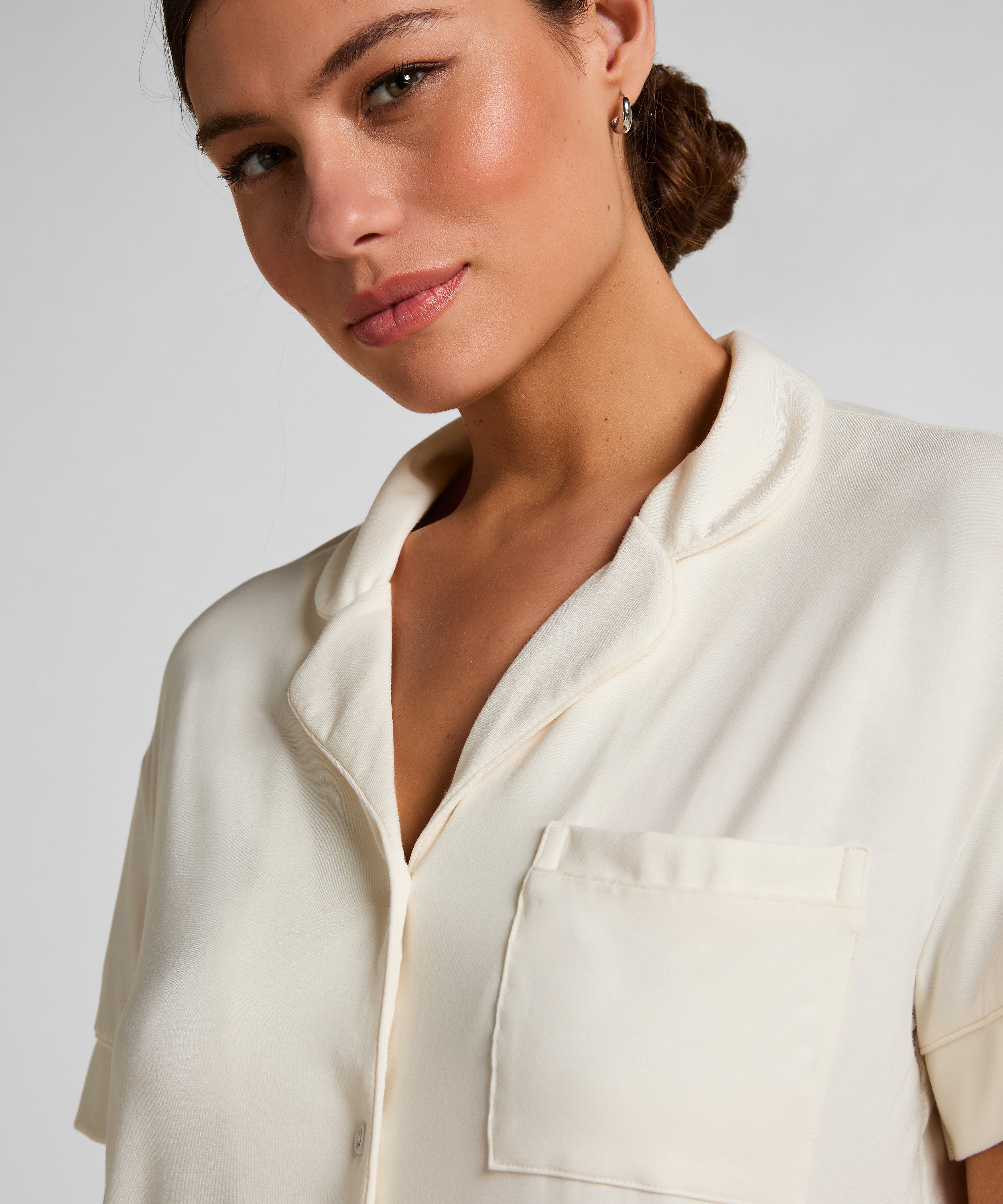 Essential Jersey Short-Sleeved Jacket, White, main