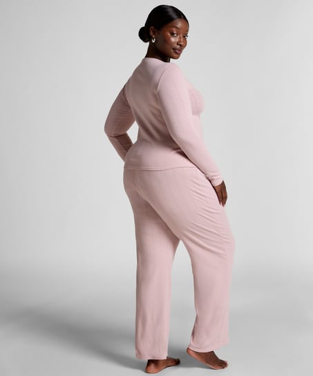Henley Pyjama Top, Pink