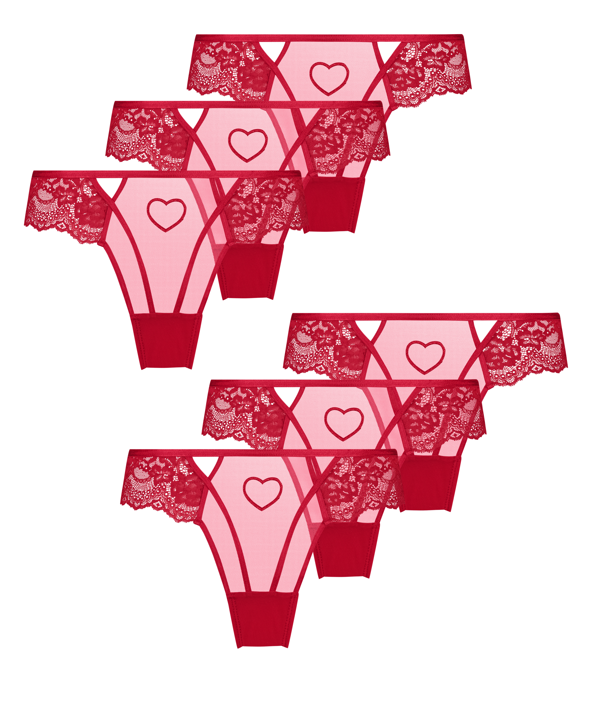 Lot de 6 slips br&eacute;siliens, Red, main