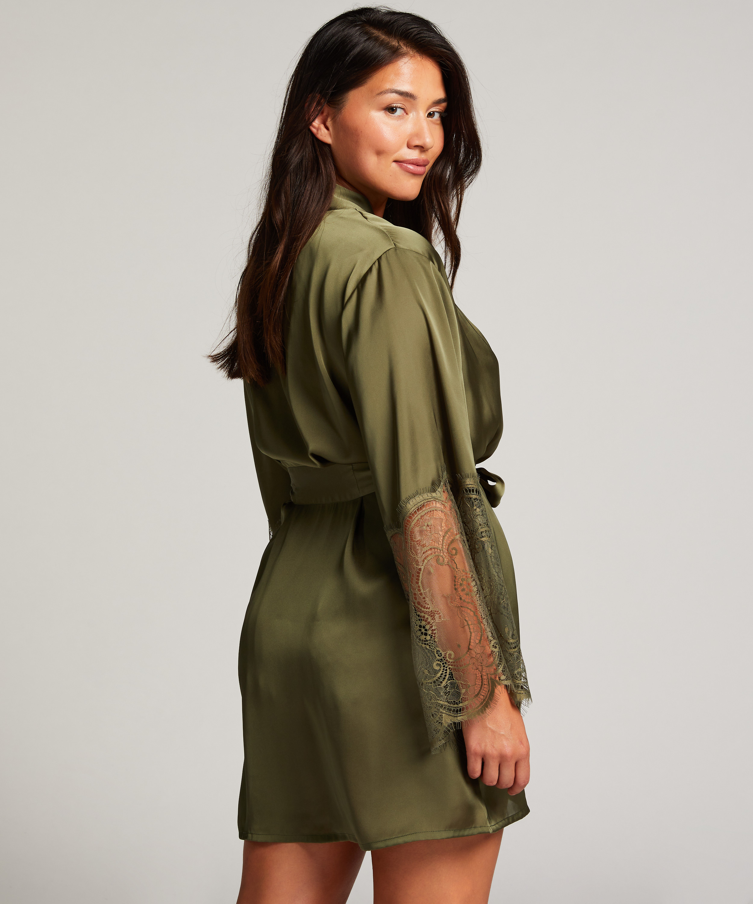 Satin Kimono, Green, main