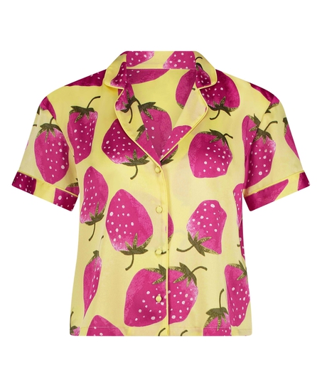 Satin Short-Sleeved Jacket, Yellow