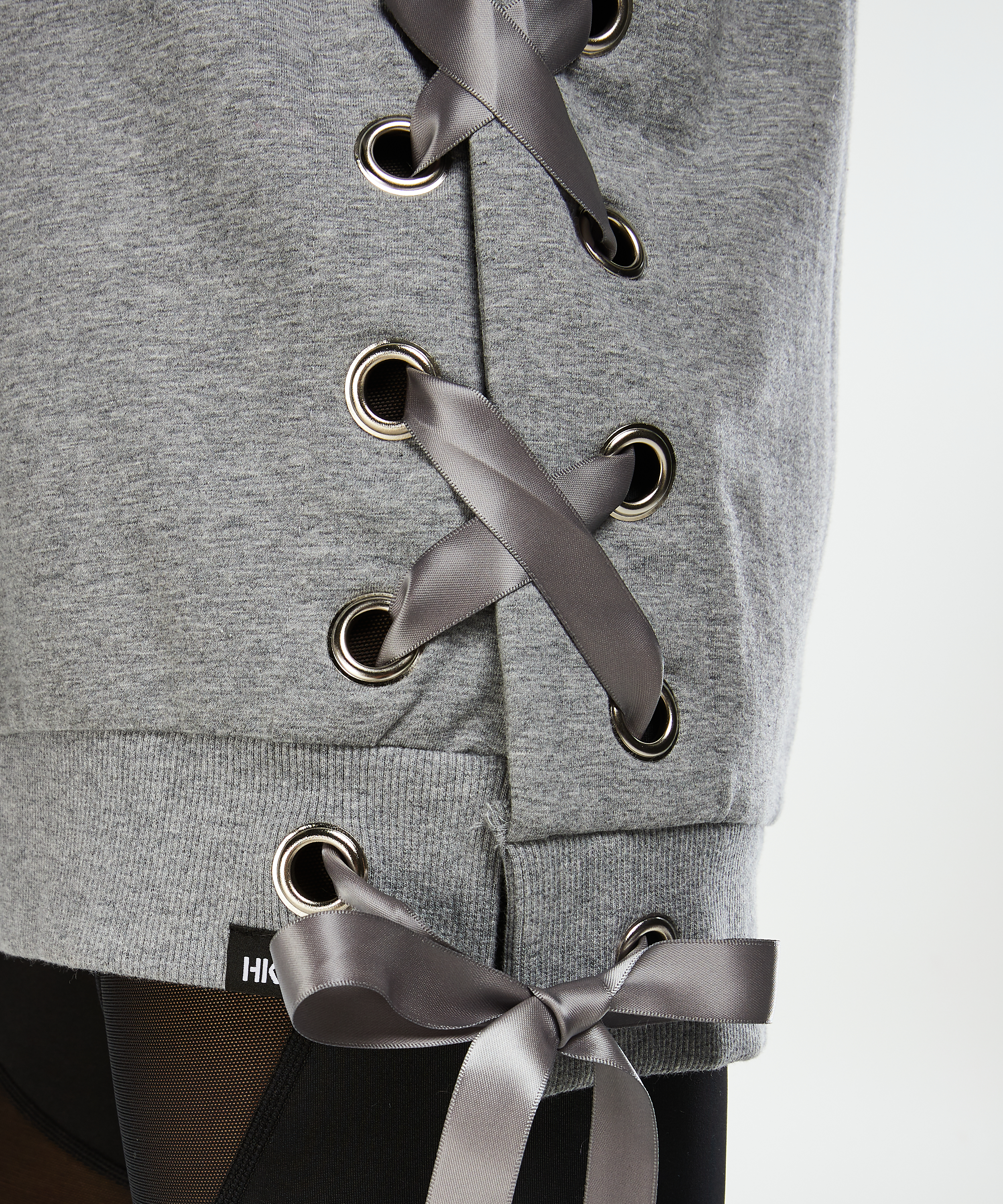 HKMX Sweater lace up, Gray, main