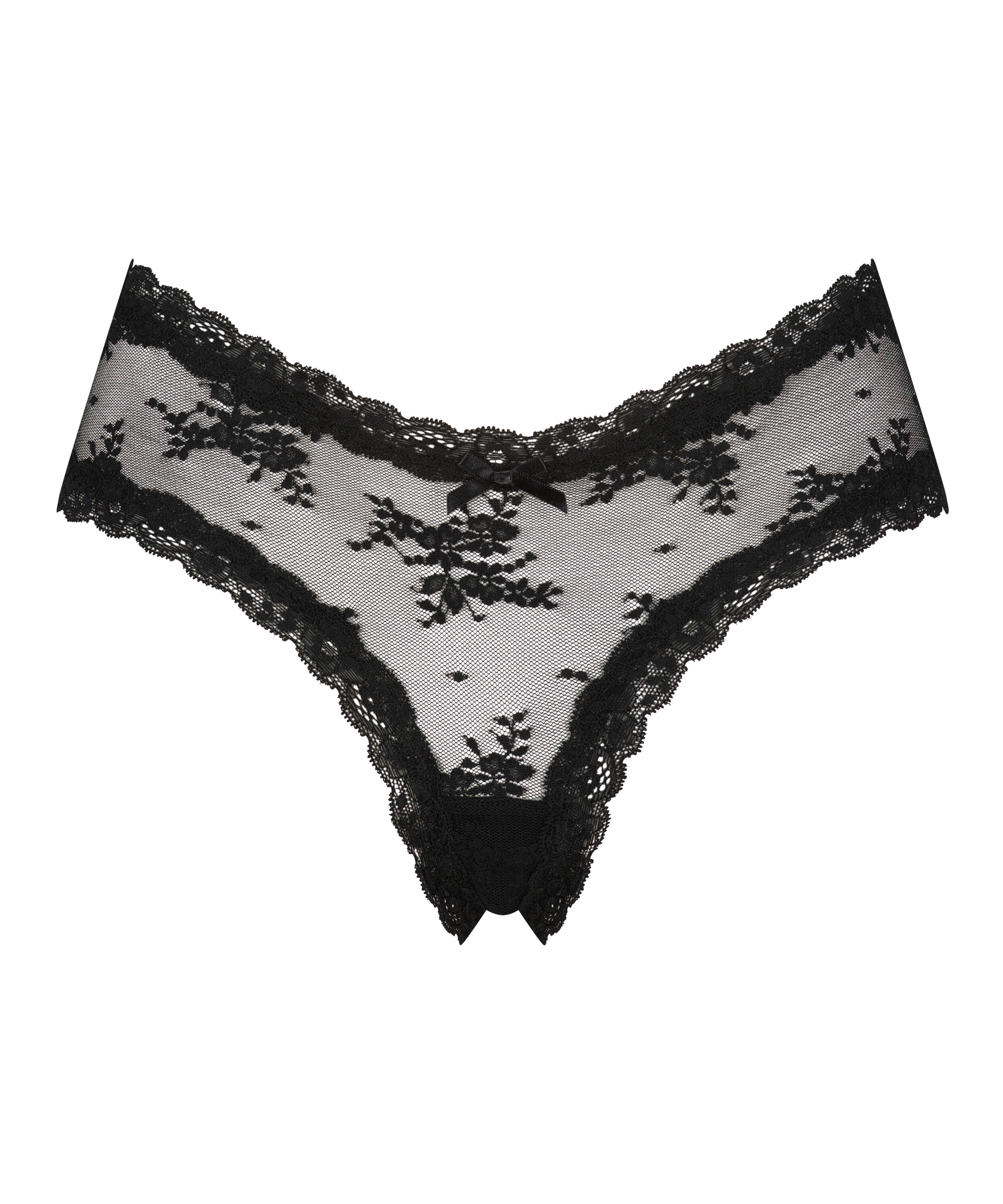 V-shaped Brazilian knickers mesh, Black