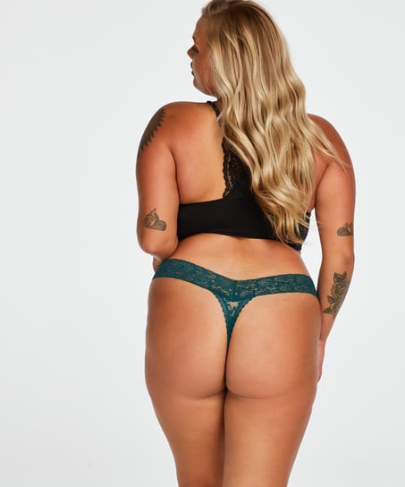 Floral Lace Thong, Blue
