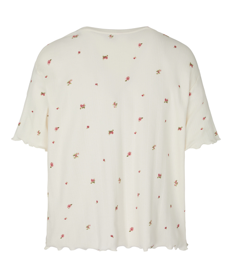 Pyjama Top Pointelle, White