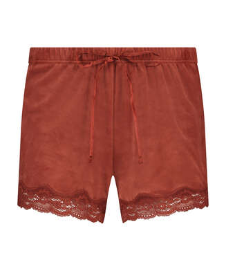Velvet lace shorts, Red