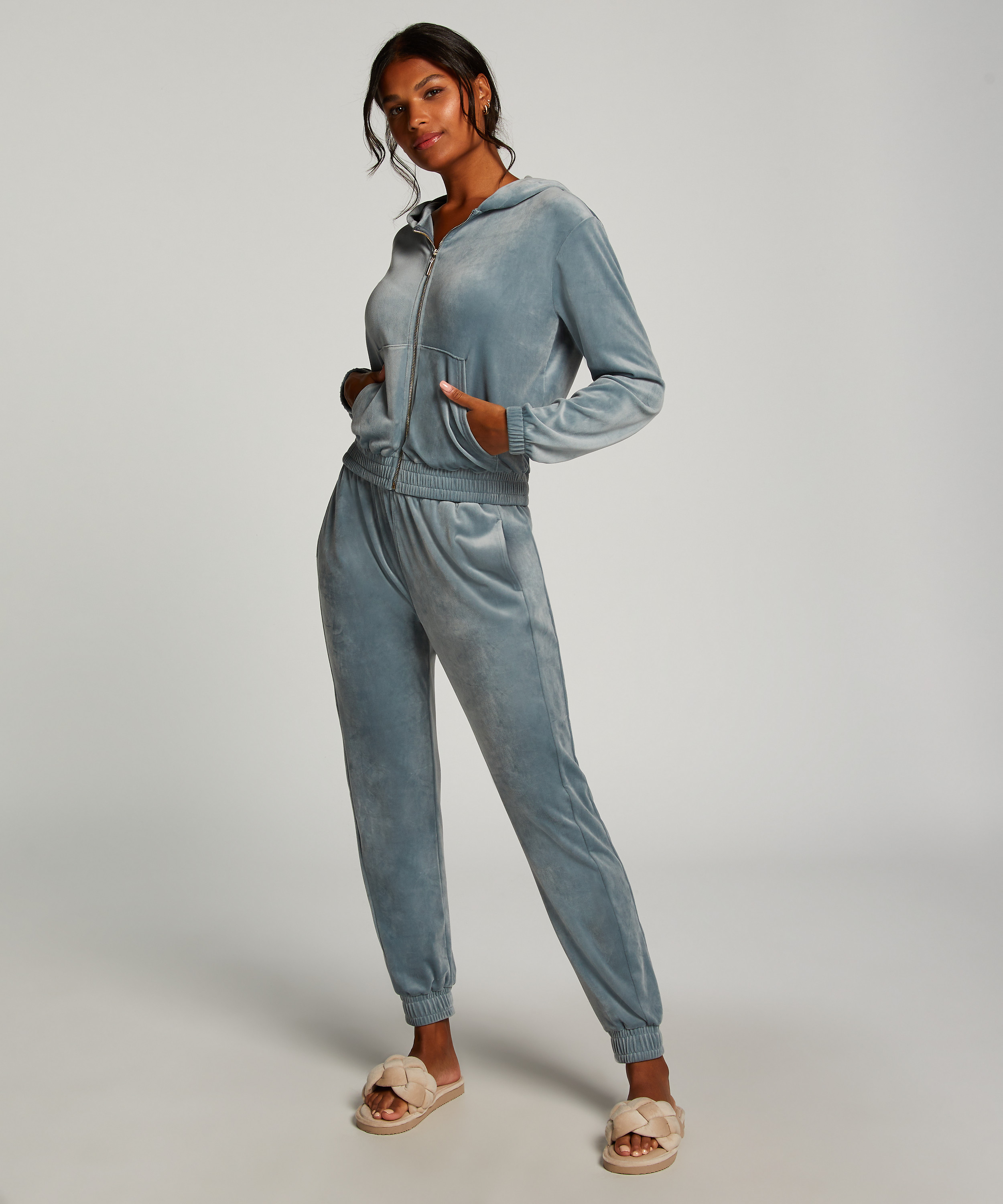 Velour Jogging Bottoms, Blue, main