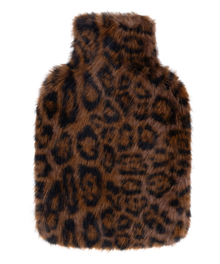 Leopard Hot Water Bottle, Black