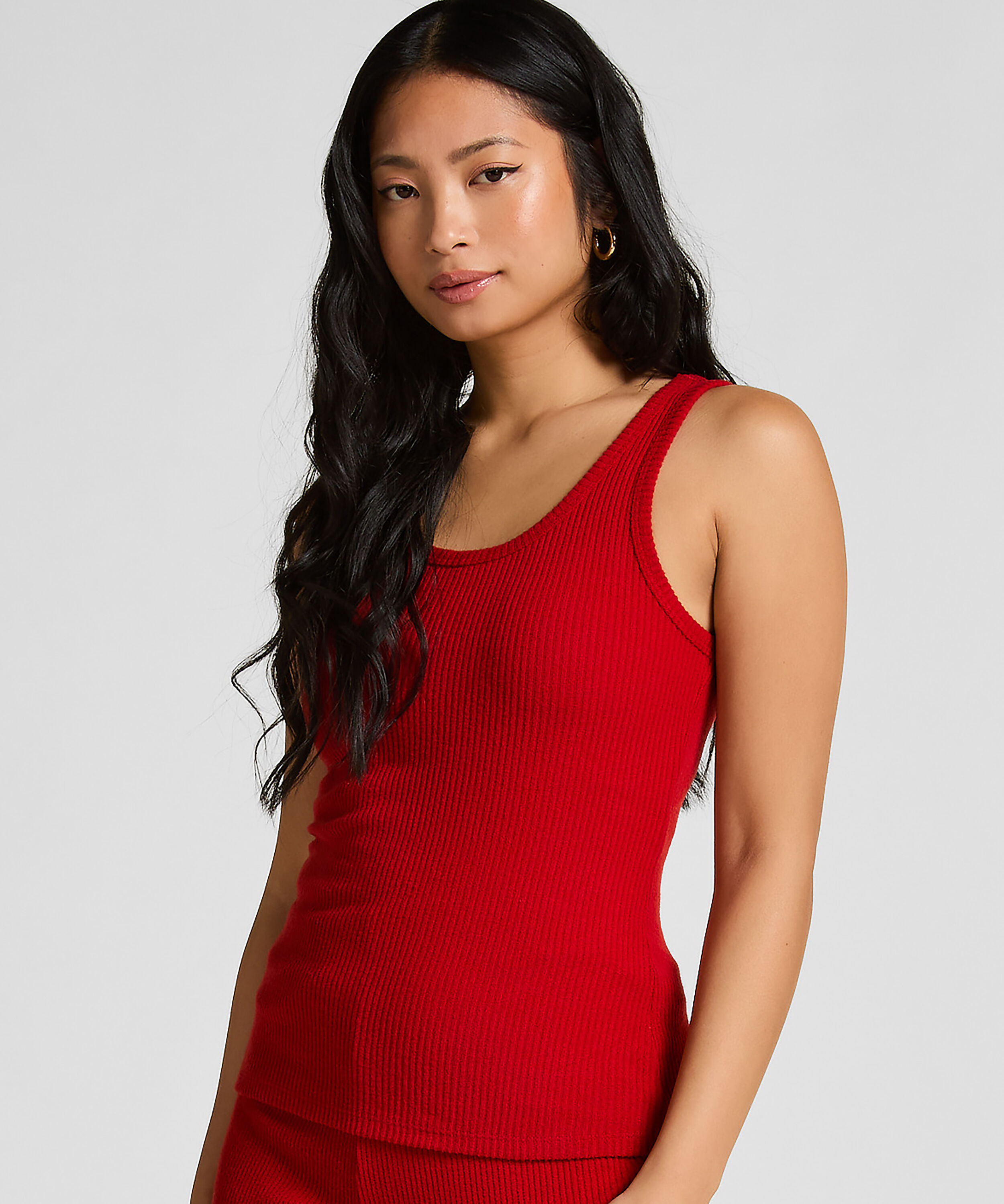 Singlet Brushed Jersey Rib, Red