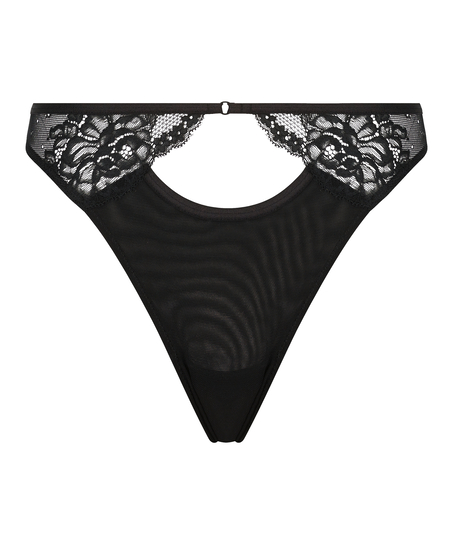Katie High Leg Thong, Black