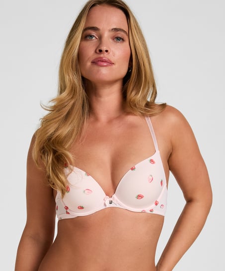 Plunge Padded Underwired Bra, Pink