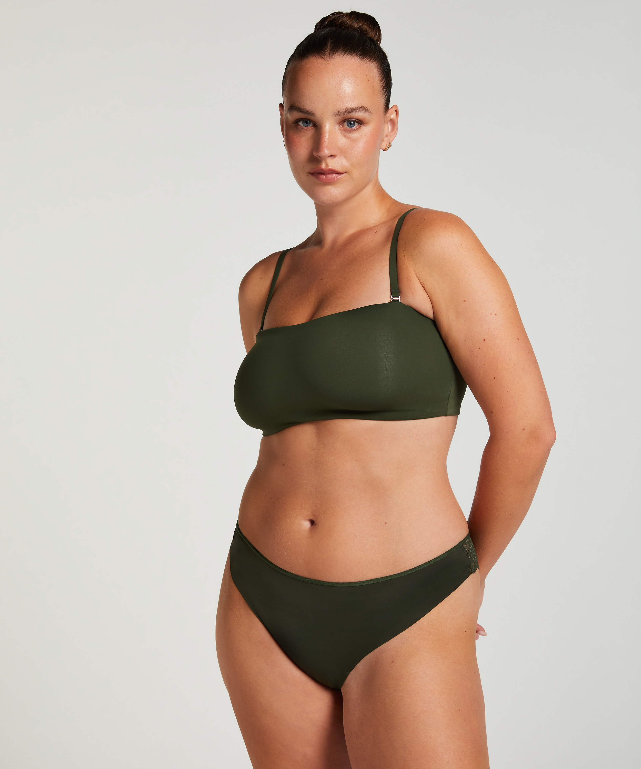 Lace Back Invisible Thong, Green, main