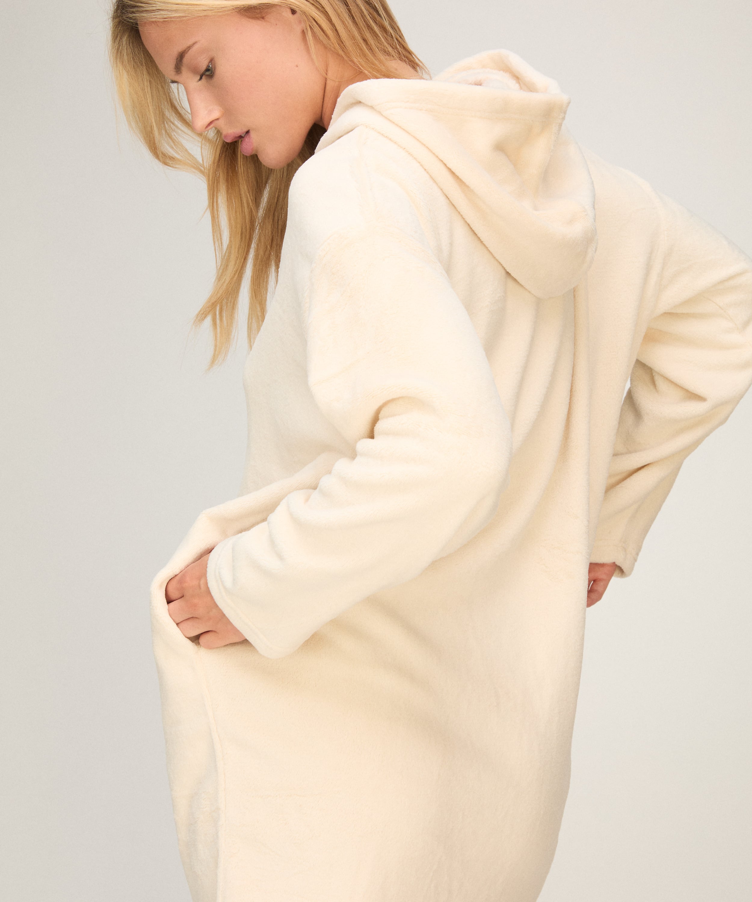 Snuggle Fleece Lounge Dress, White, main