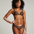 V-shaped Brazilian knickers mesh, Brown