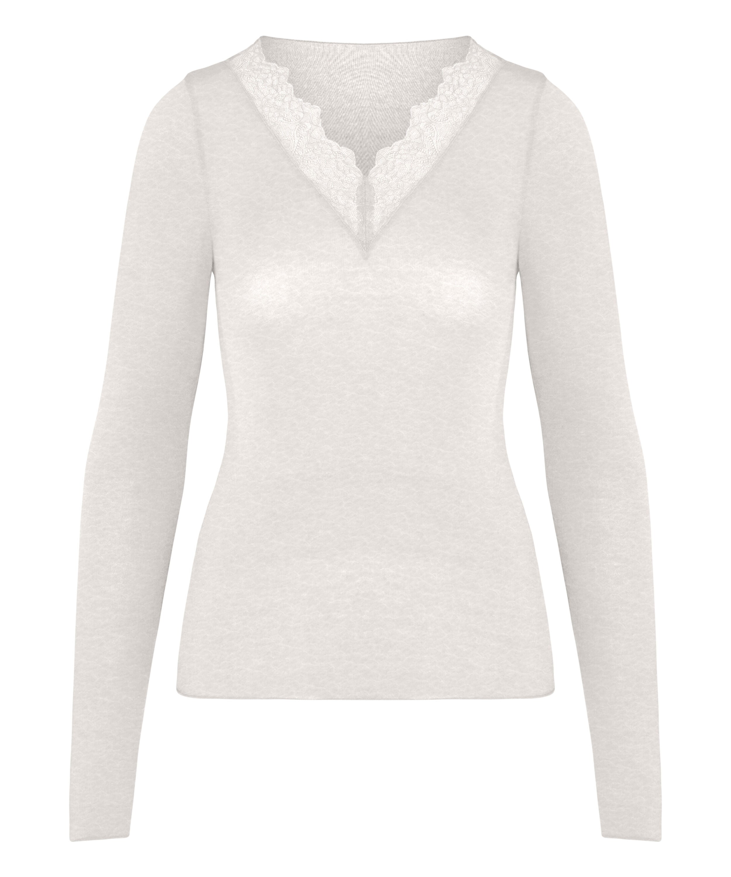 super soft Lace V-Neck shirt with Cashmere, Gray