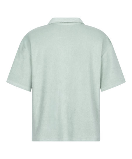 Towel Texture Button-Up Shirt, Green