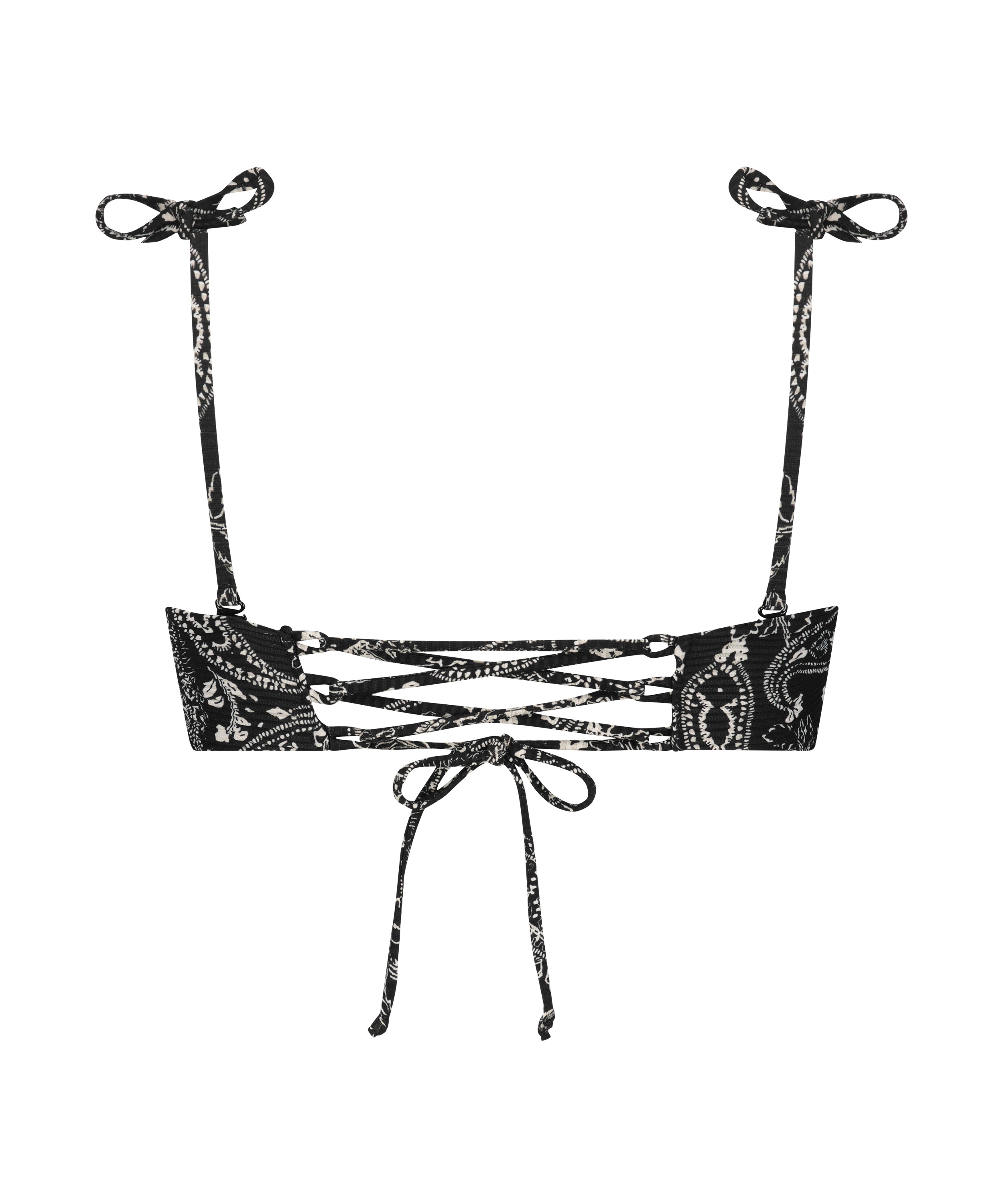 Paisley bikini crop top, Black, main