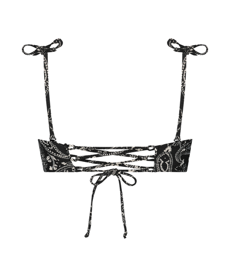 Paisley bikini crop top, Black