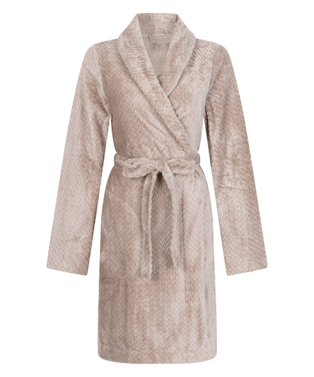 Fleece Bathrobe, Beige