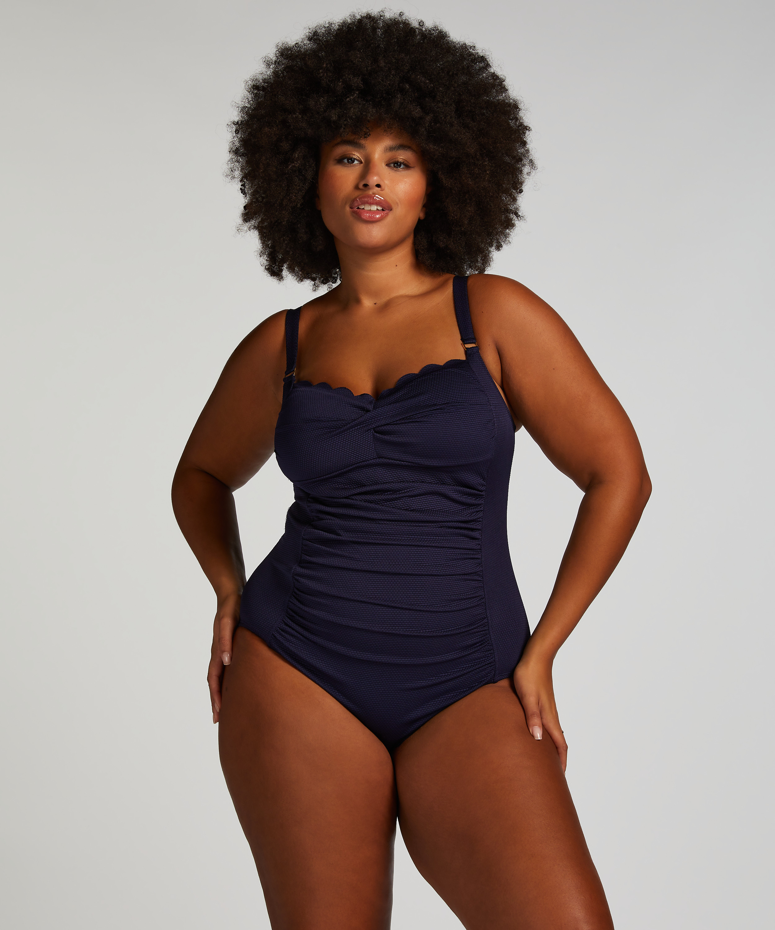 Scallop swimsuit, Blue, main