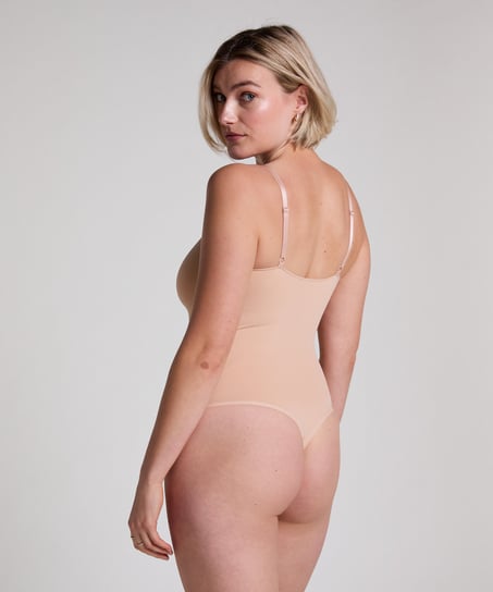 Seamless Enhancing High Leg Body, Beige