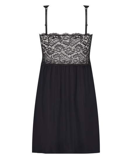 Nora Lace Slip Dress, Black