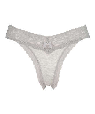 Cotton extra low thong, Grey