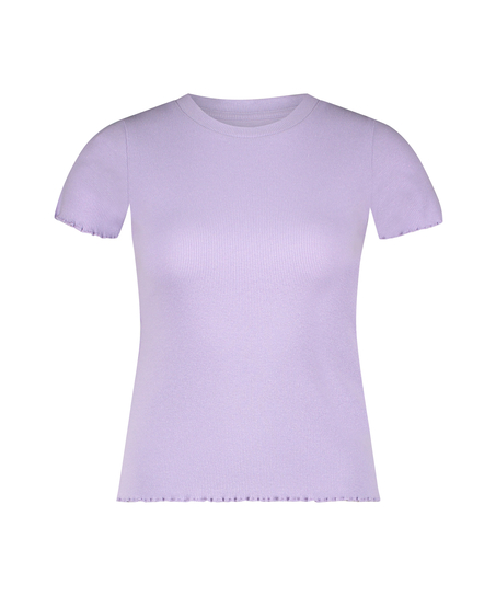 Short Sleeve Cotton Shirt, Purple