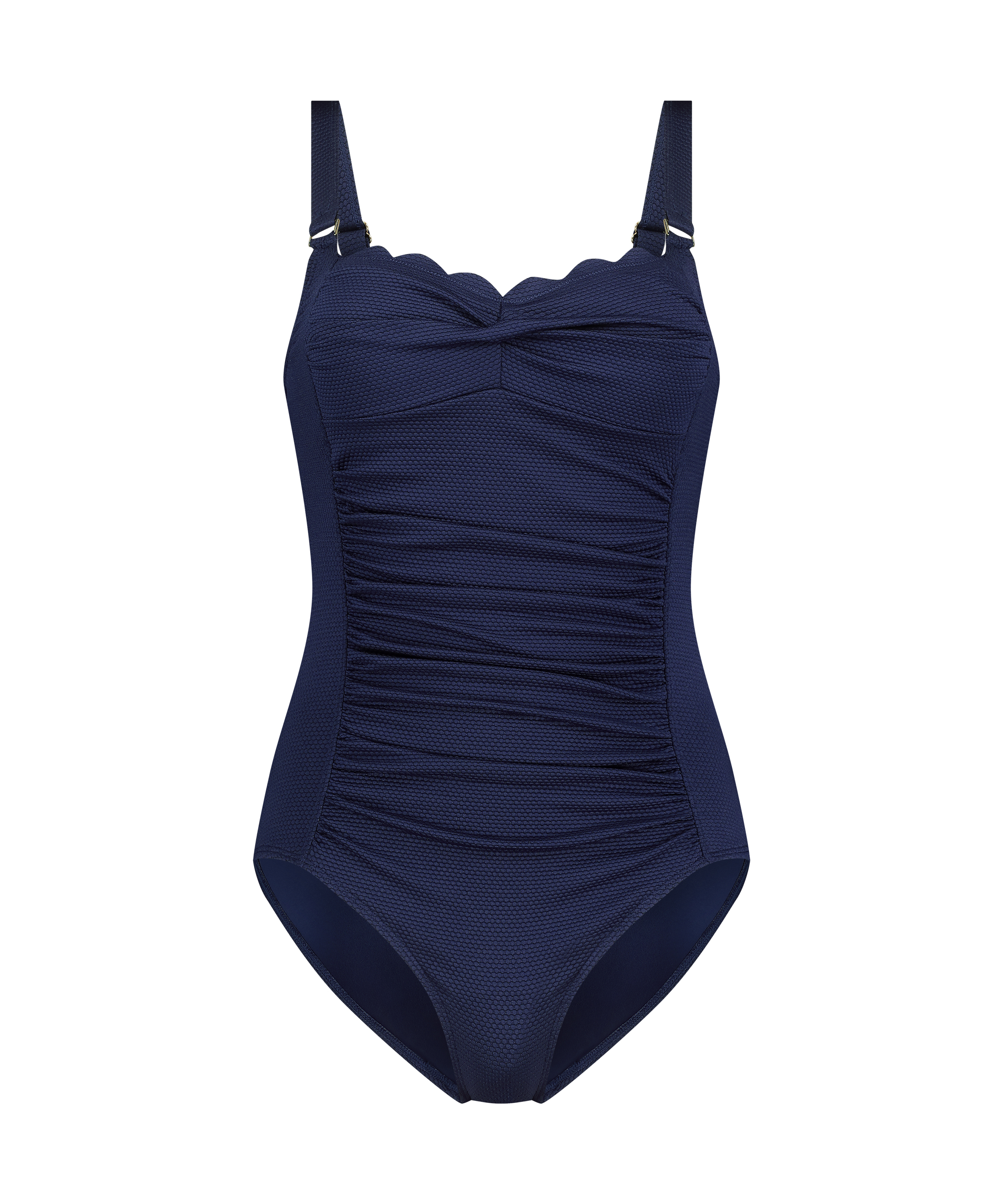 Shaping Scallop Swimsuit, Blue, main
