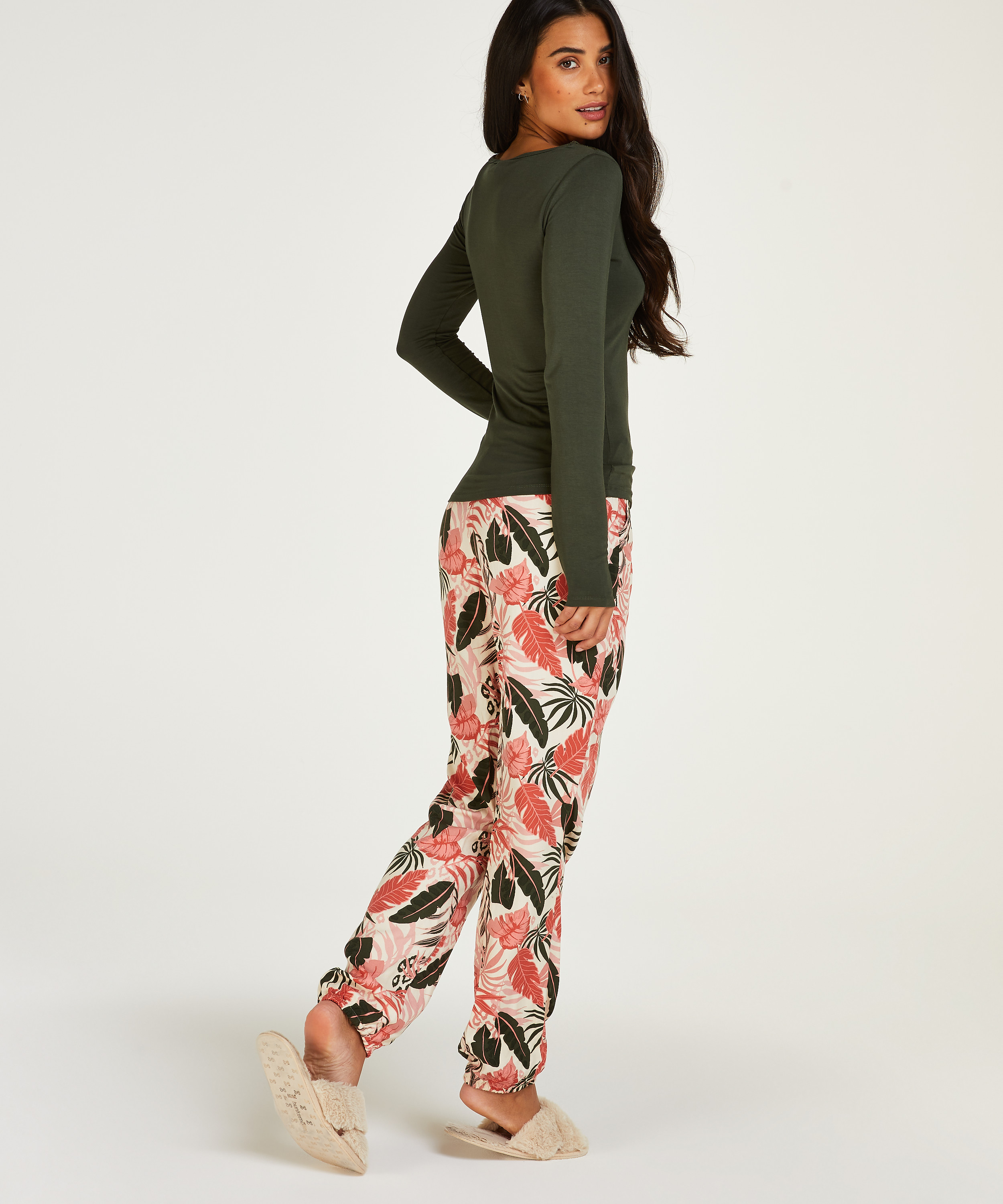 Jersey Long-sleeved Pyjama Top, Green, main