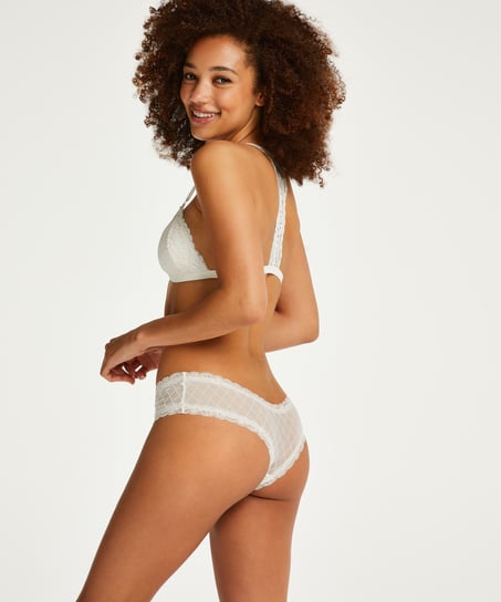 V-shaped Brazilian knickers mesh, White