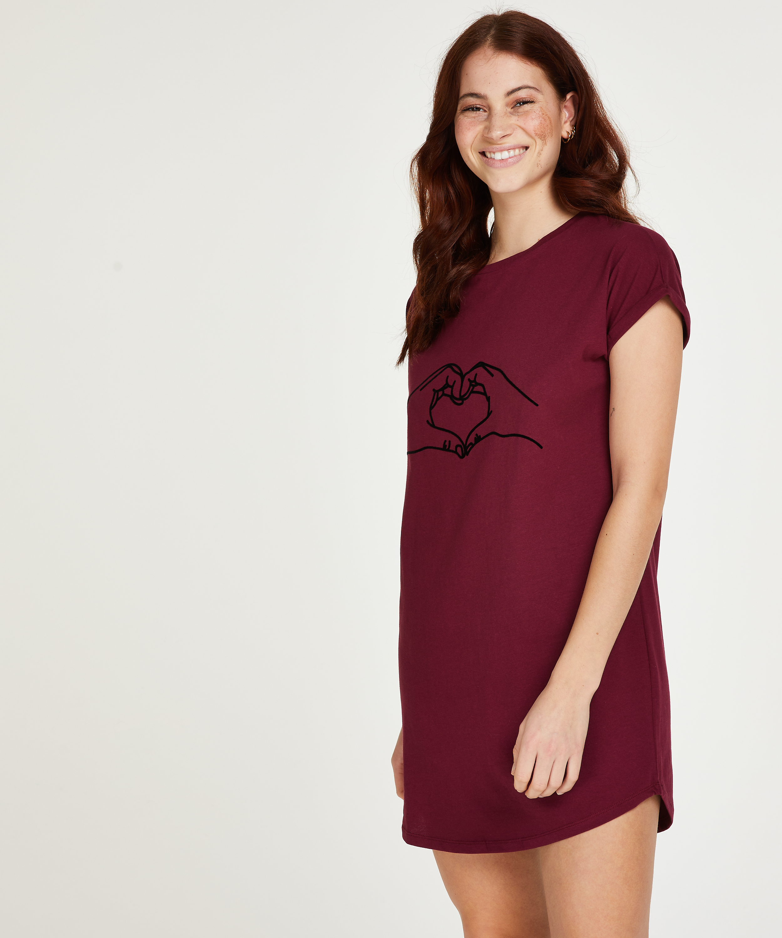 Round Neck Nightshirt, Red, main