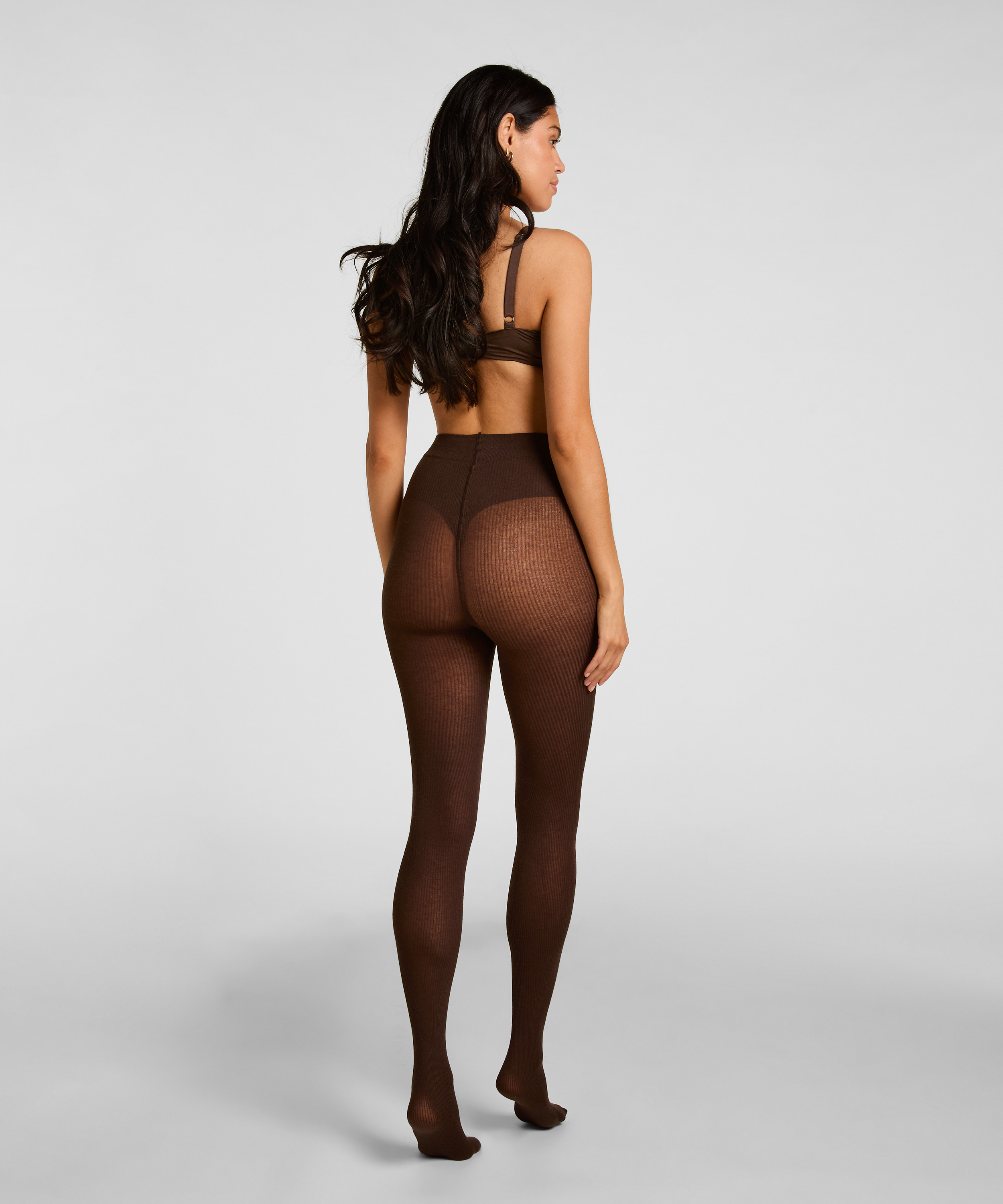 Tight Rib Knit Cashmere Blend, Brown, main