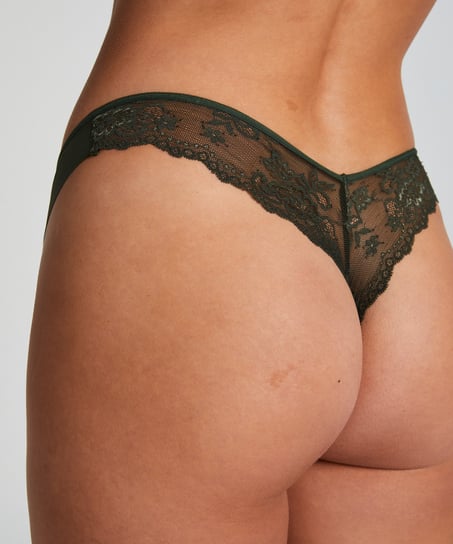 Lace Back Invisible Thong, Green