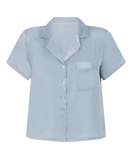 Satin Short-Sleeved Jacket, Blue