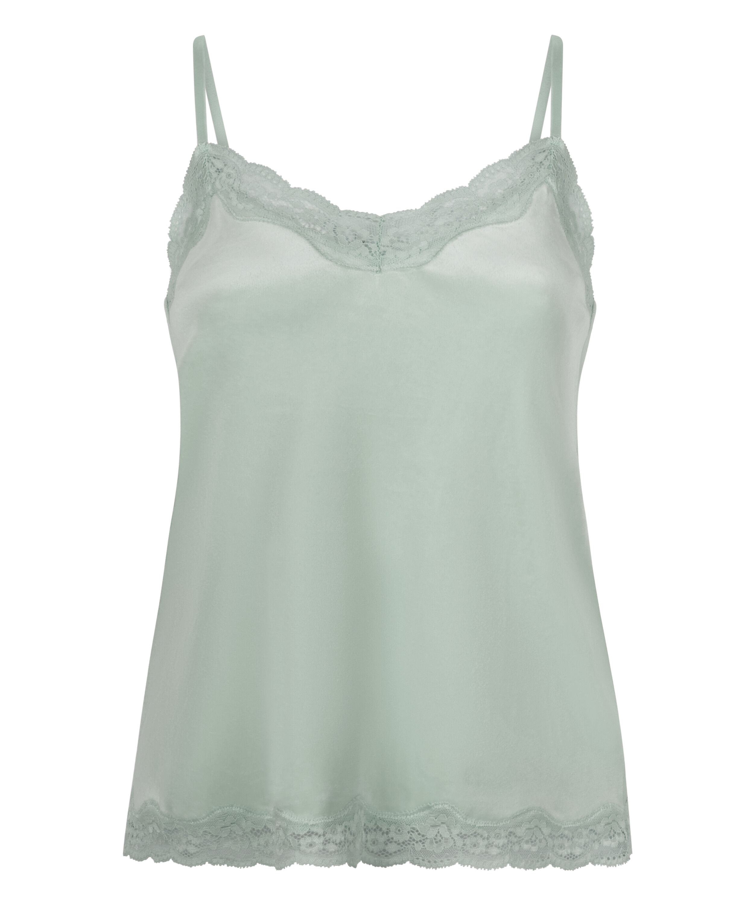 Velours Lace Cami Top, Green