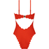 Bandeau Scallop Swimsuit, Red