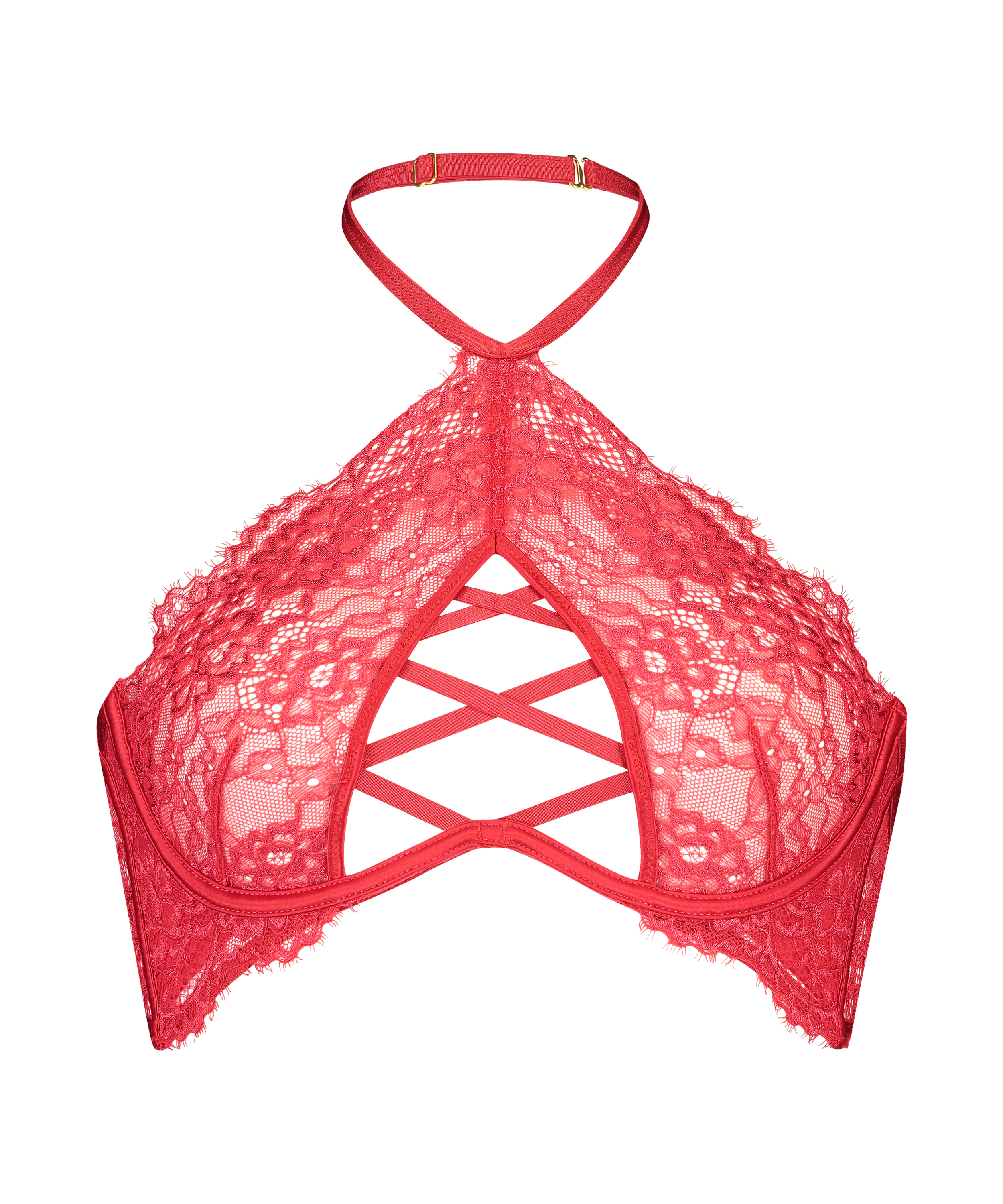 Eve Non-Padded Underwired Bra halter neck, Red, main