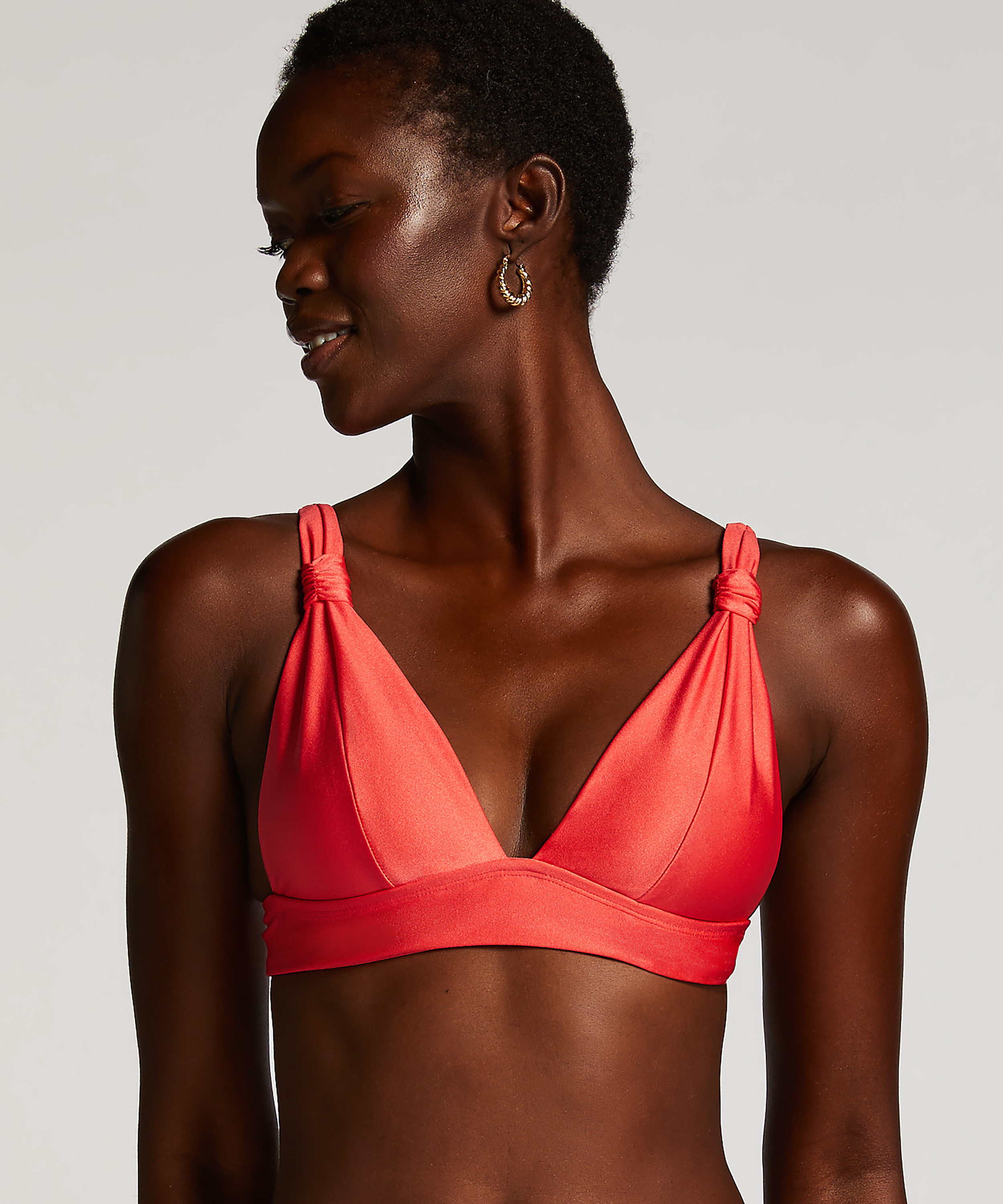 Luxe Triangle Bikini Top, Red, main
