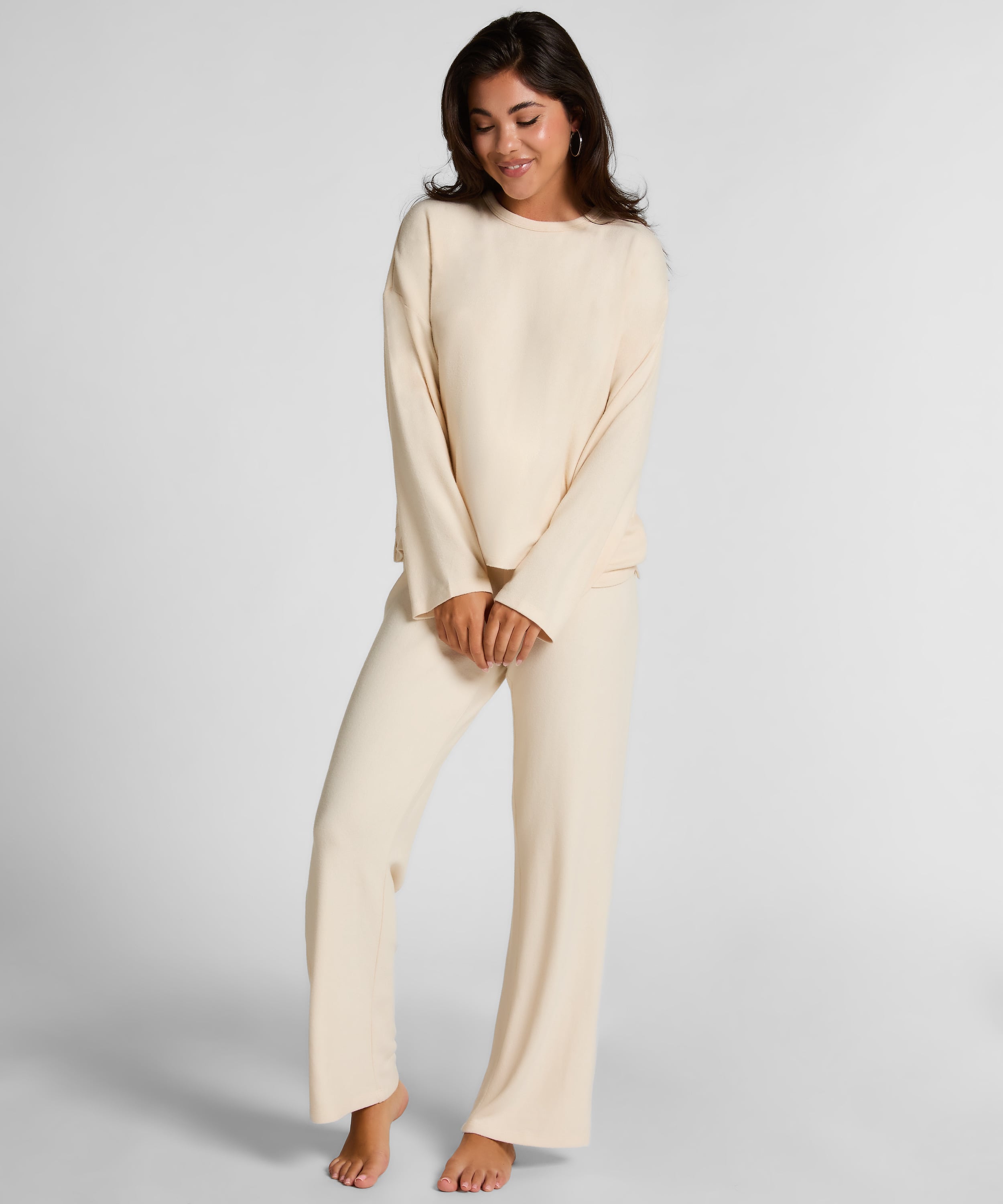 Brushed Jersey Trousers, White, main