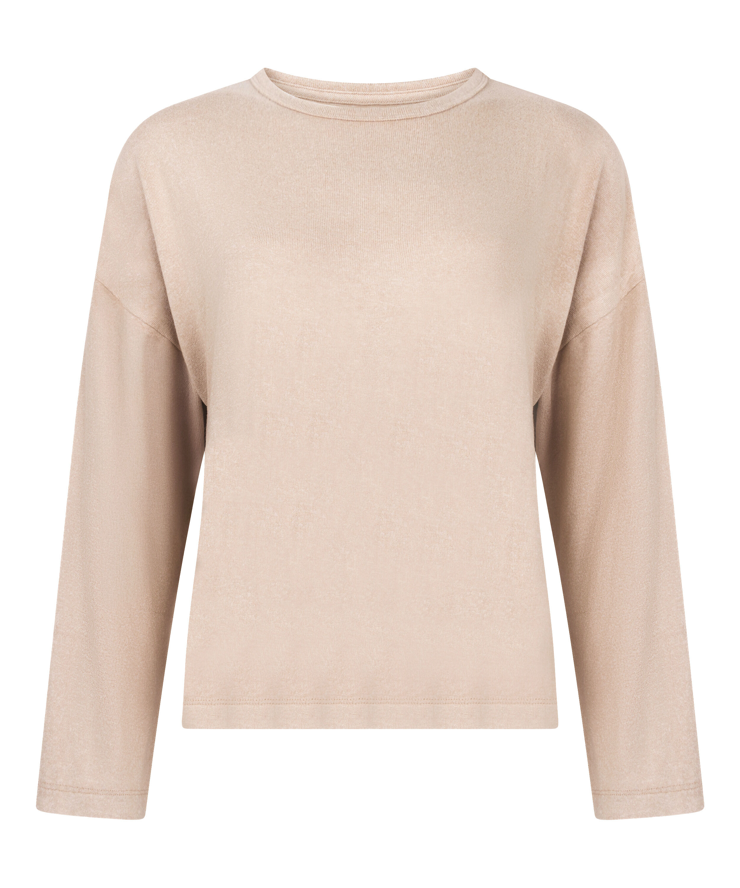Jersey Long-Sleeved Pyjama Top, Beige