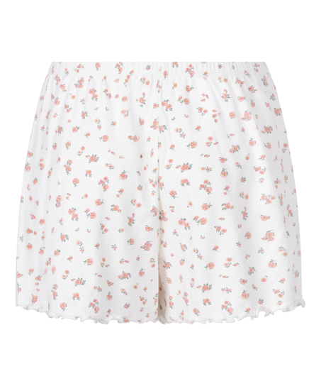 Ribbed Pyjama Shorts, White