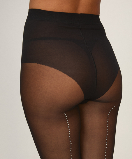 Tight 15 Denier Diamond Backseam, Black