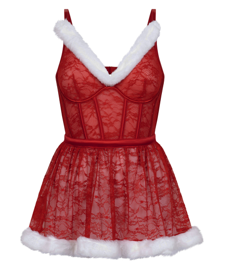 Sexy Santa Wired Slip Dress, Red