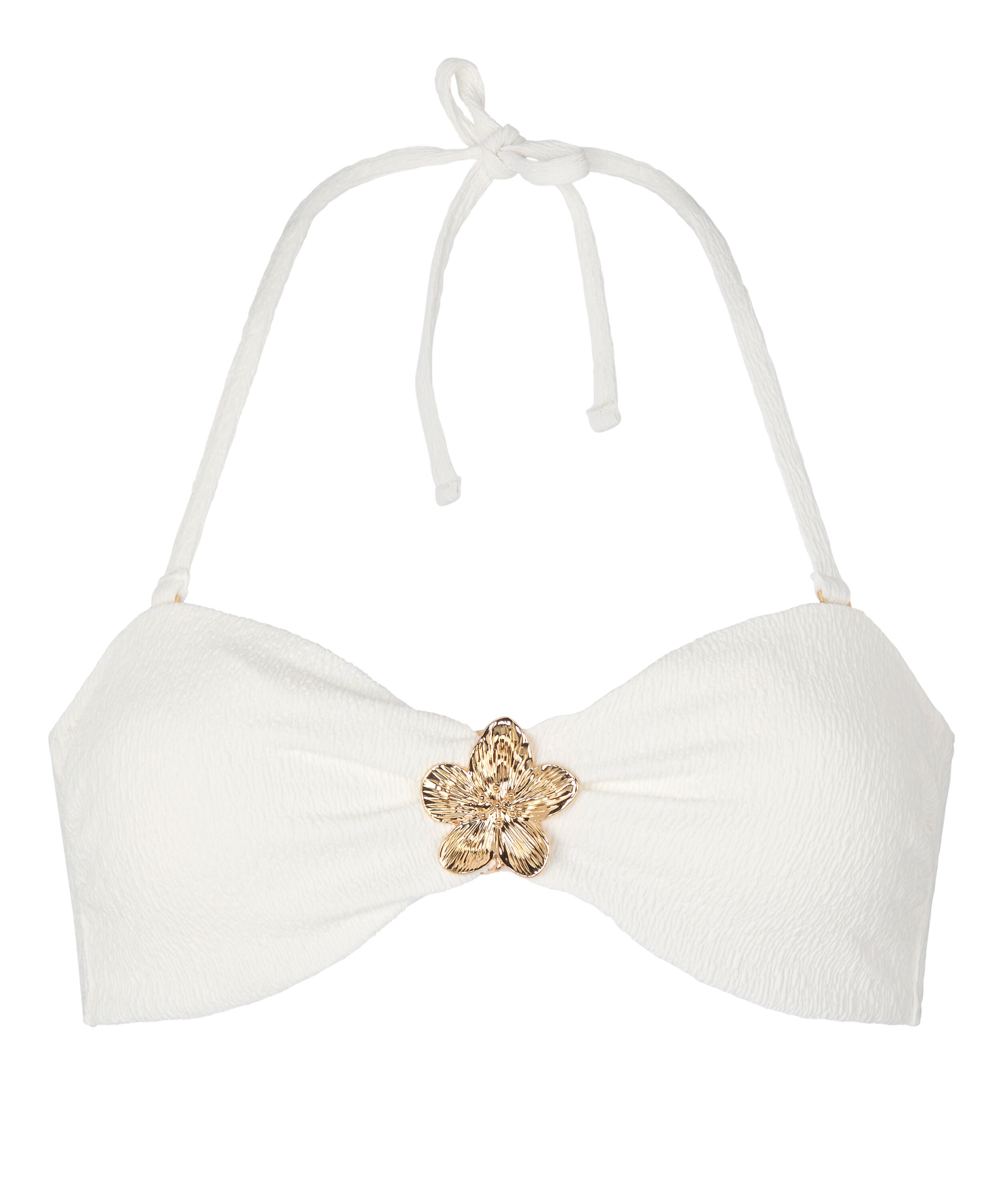 Bandeau Bikini Top Crinkle, White