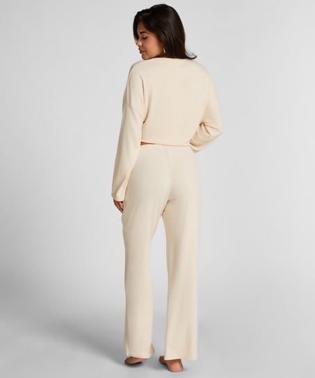 Brushed Jersey Trousers, White