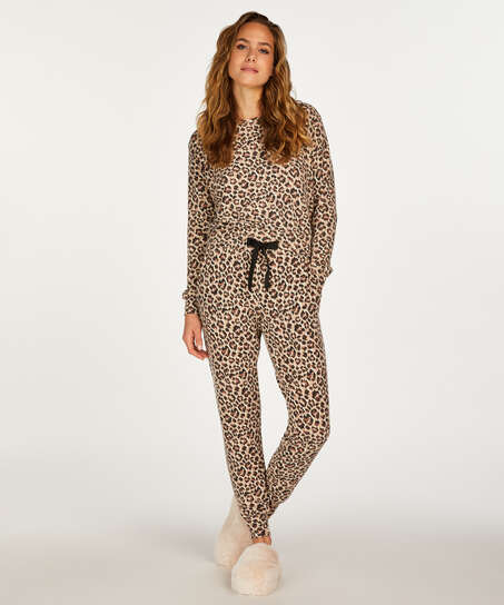 Jersey Long-Sleeved Pyjama Top, Beige