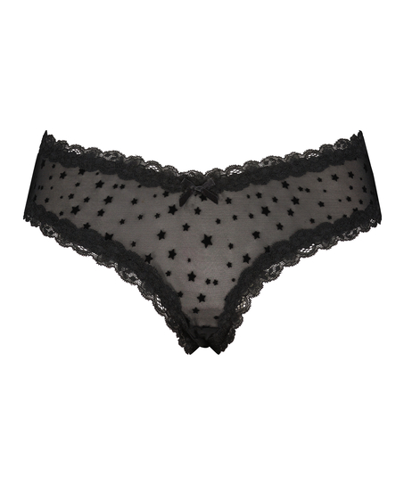 V-shaped Brazilian knickers mesh, Black