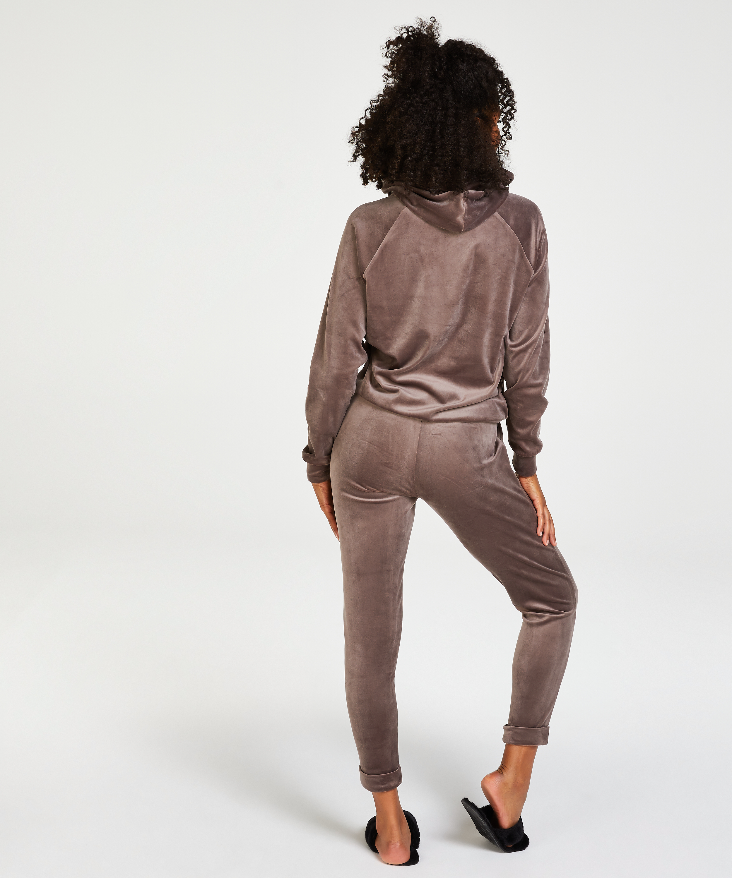 Petite Velours Jogging bottoms, Brown, main