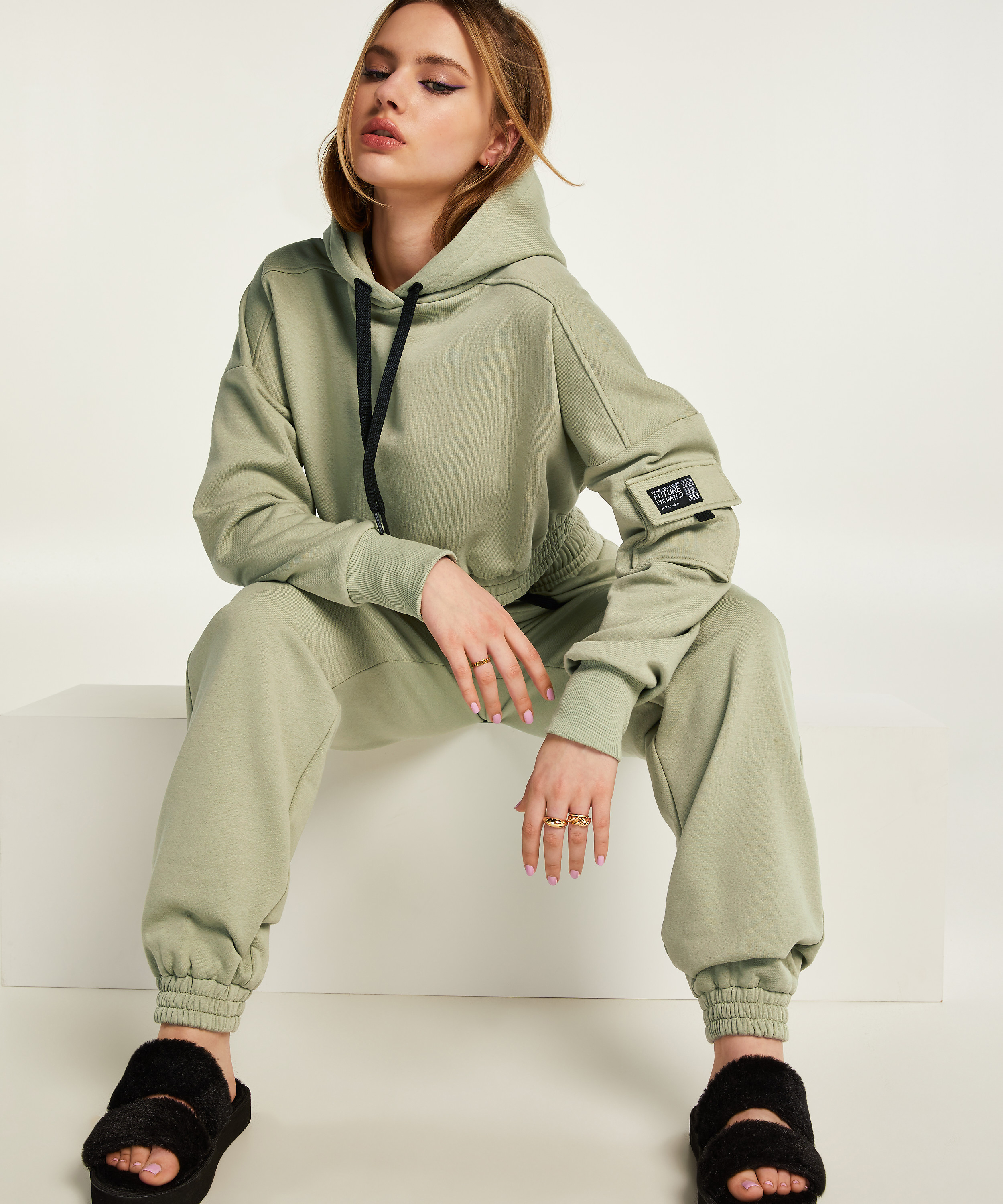 Sweat Cropped Hoodie Kim Petras, Green, main